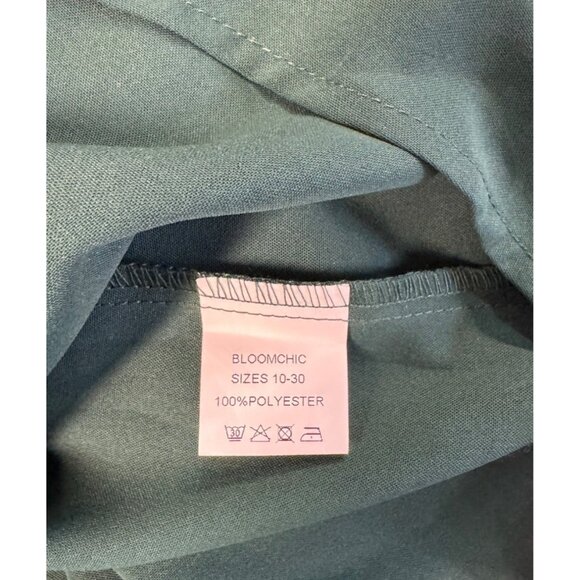 Bloomchic Womens Plus Size Button-Up Blouse Eyelet & Lace Trim Green Size 32 - Picture 12 of 12